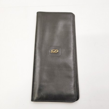 Portafoglio porta carte di credito in pelle nera Dupont 18x8 cm
