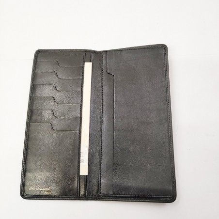 Portafoglio porta carte di credito in pelle nera Dupont 18x8 cm