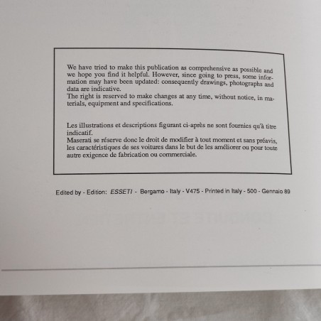Maserati 222 422 Owner's Manual Conduite et entretien Libretto uso manutenzione