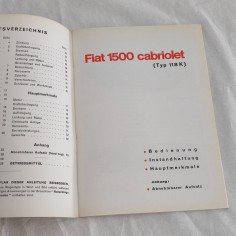 Fiat 1500 cabriolet Betriebsanleitung 4° ausgabe 1965 ottimo 2