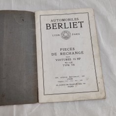BERLIET Pieces de Rachange pour voitures 15 HP francese 2