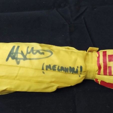 Ombrellino giallo PIRELLI con autografo originale MELANDRI