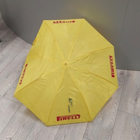 Ombrellino giallo PIRELLI con autografo originale MELANDRI