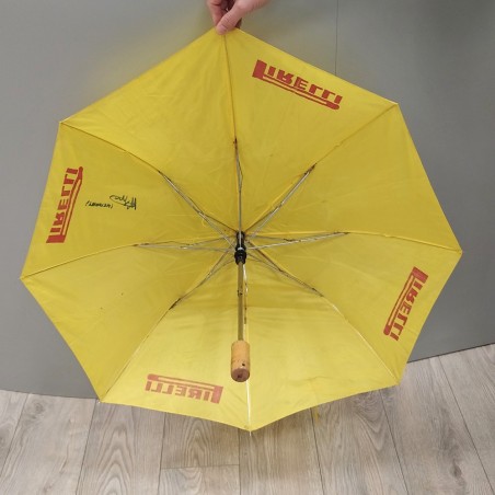 Ombrellino giallo PIRELLI con autografo originale MELANDRI