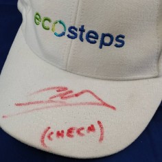 Carlos CHECA autografo originale su cappellino bianco EcoSteps 2