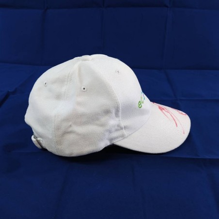 Carlos CHECA autografo originale su cappellino bianco EcoSteps