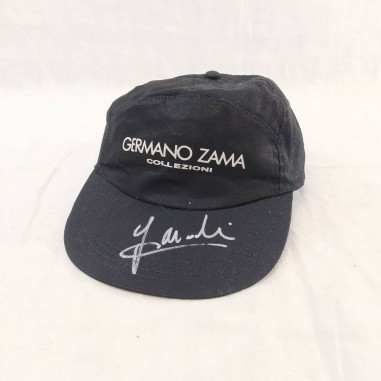 Giancarlo MINARDI autografo originale su cappellino nero sponsor Germano Zama