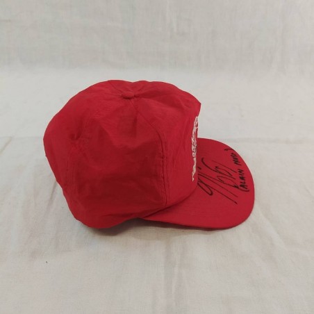 Alain PROST autografo originale su cappellino rosso sponsor Marlboro