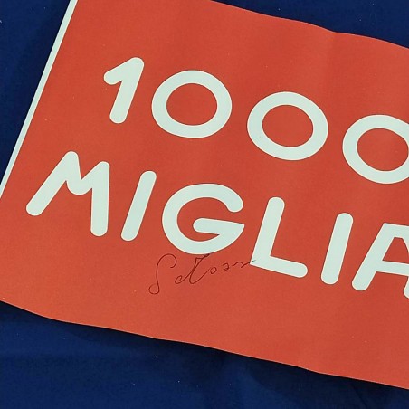 Bandierina 1000 Miglia autografo originale MOSS sponsoro Mercedes