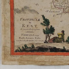 Cartina del KENT anno 1779 realizzata a VENEZIA Antonio Zatta 2