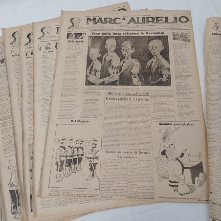 Lotto 15 riviste satiriche MARC'AURELIO anni 1934 1936 1943