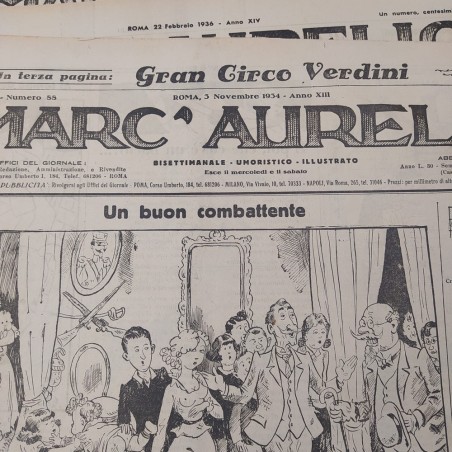 Lotto 15 riviste satiriche MARC'AURELIO anni 1934 1936 1943