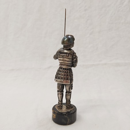 Statuina in metallo argentato Samurai giapponese firmato MAGRINO h. 19 cm