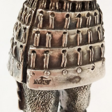 Statuina in metallo argentato Samurai giapponese firmato MAGRINO h. 19 cm