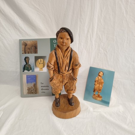 Scultura in legno di tiglio Otello Turci "E Burdel" h 35 cm