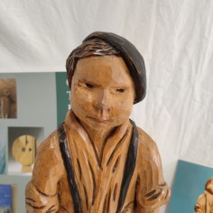 Scultura in legno di tiglio Otello Turci "E Burdel" h 35 cm 2