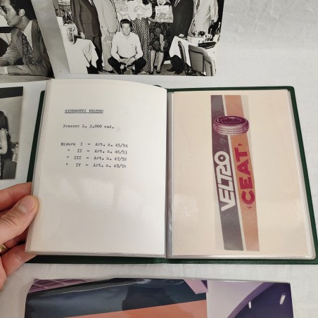 Blocco fotografie VELTRO e listino materiale pubblicitario CEAT anni 70