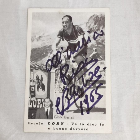 Gino BARTALI cartolina con autografo e dedica originali
