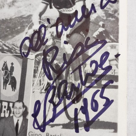 Gino BARTALI cartolina con autografo e dedica originali