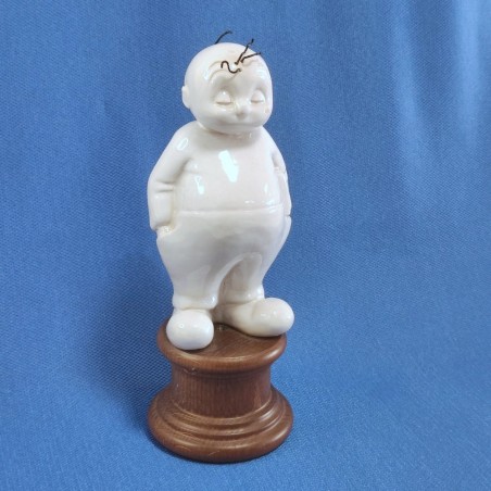 Graziosa statuina in ceramica bianca uomo con libro h 22 cm