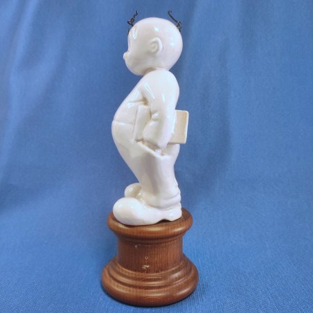 Graziosa statuina in ceramica bianca uomo con libro h 22 cm